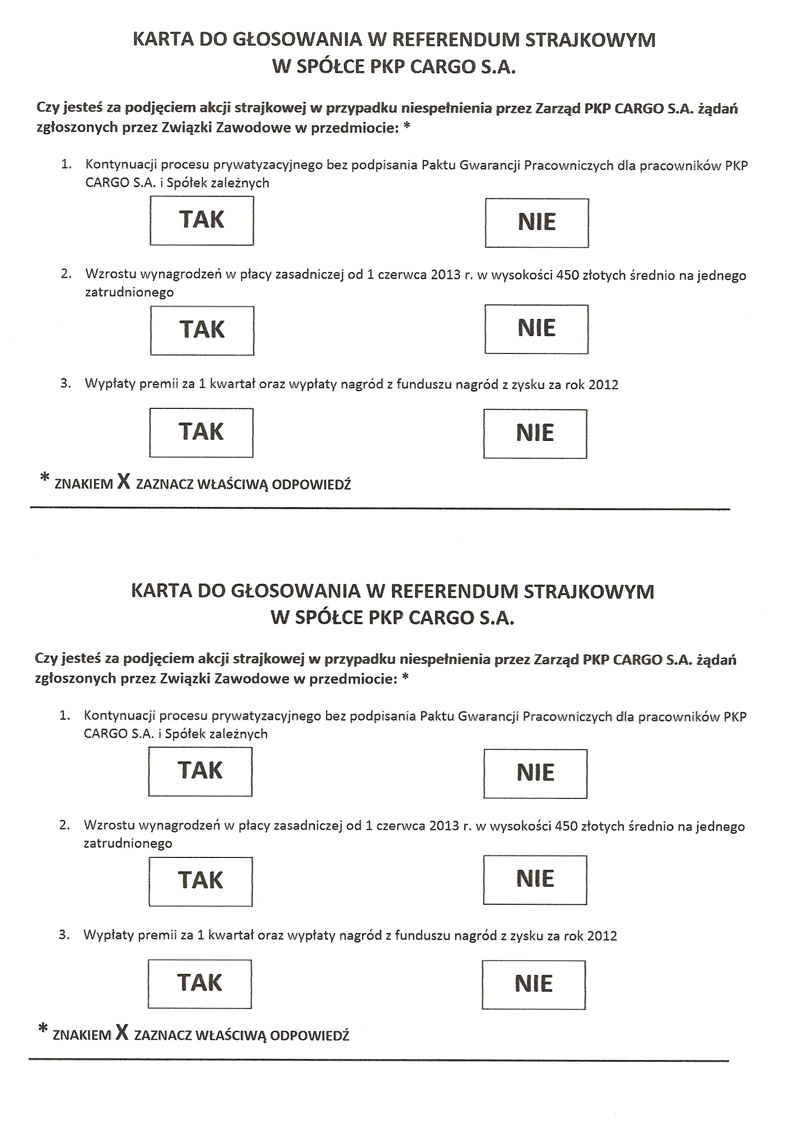 karta do gosowania
