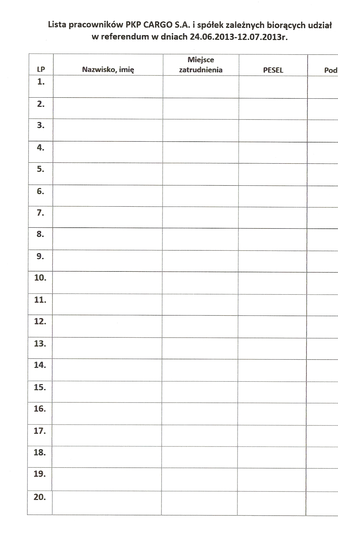 lista do gosowania